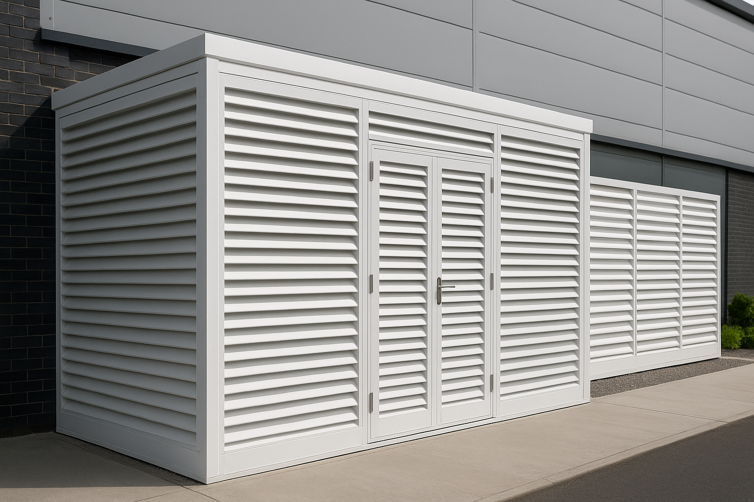 louvred  screens and  enclosures case study - successful louvred doors project in Birmingham by verified UK suppliers